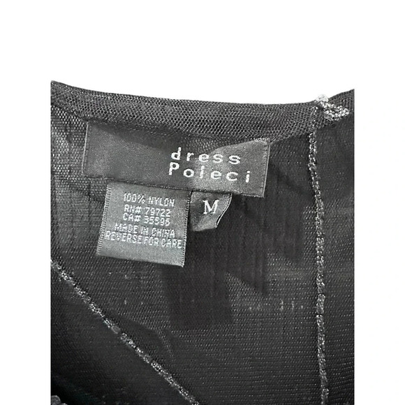 Poleci Women's Black Sleeveless Mini Dress Size M mesh overlay dress - Picture 9 of 11